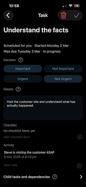 Task detail